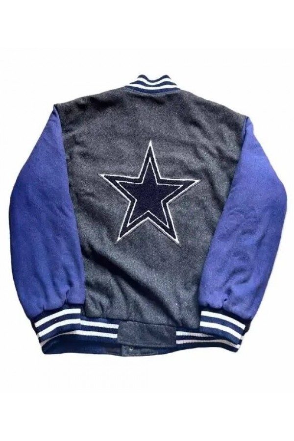 Dallas Cowboys Gray and Blue Bomber Varsity Jacket