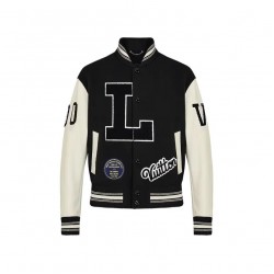FW22 Louis Vuitton Black and White Varsity Bomber Jacket