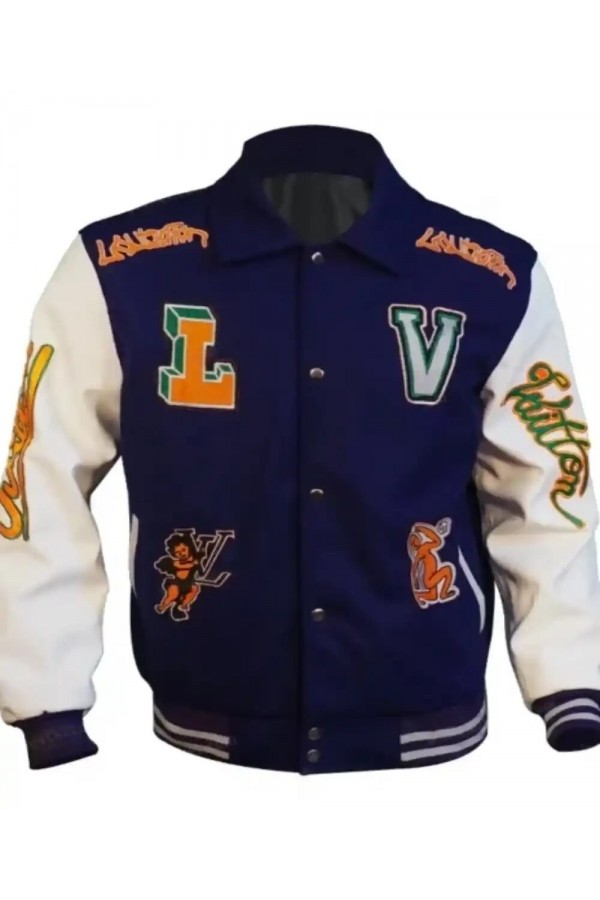 Frank Clark LV Purple Varsity Jacket