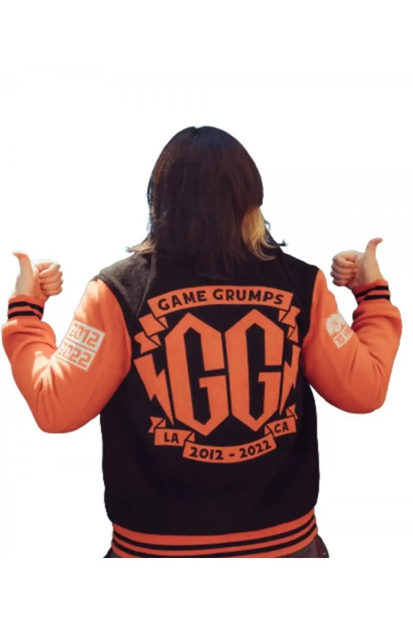 Game Grumps Black and Orange Varsity Jacket