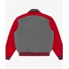 ICECREAM College Gray and Red Varsity Jacket