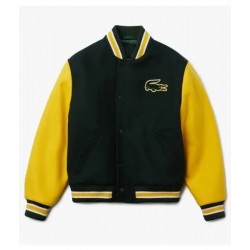 Lacoste Live Two-Tone Green and Yellow Varsity Jacket