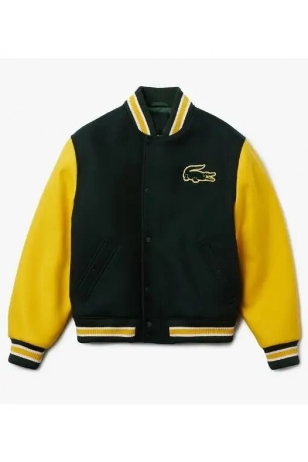 Lacoste Live Two-Tone Green and Yellow Varsity Jacket