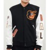 MLB Baltimore Orioles Logo Black and White Varsity Wool Jacket