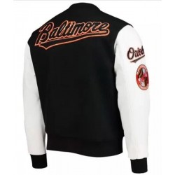 MLB Baltimore Orioles Logo Black and White Varsity Wool Jacket