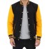 Mens Black and Yellow Cotton Bomber Jacket