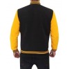 Mens Black and Yellow Cotton Bomber Jacket