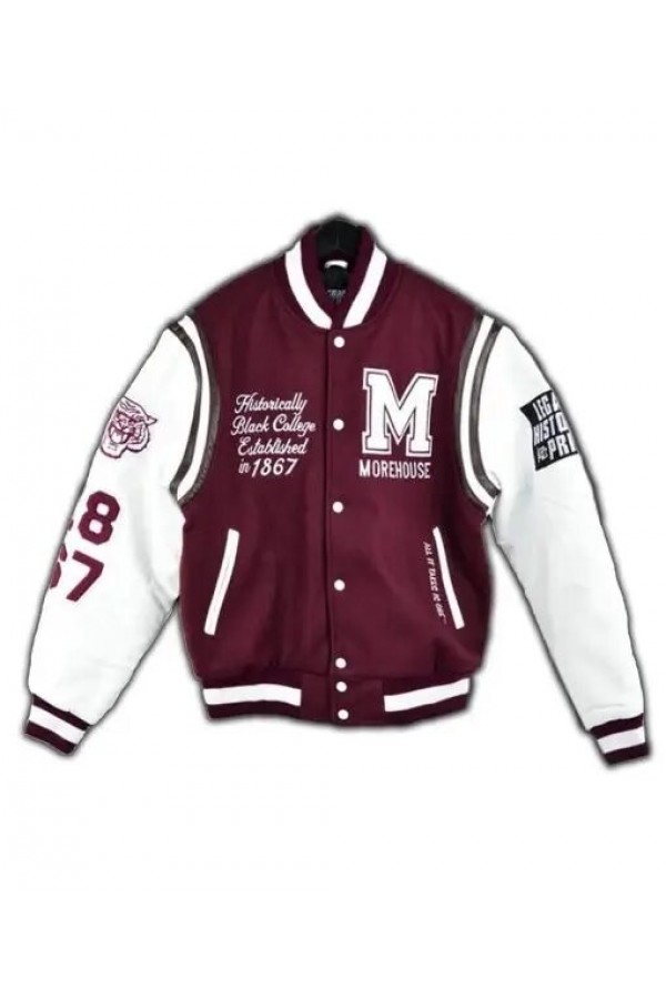 Morehouse College Maroon And White Letterman Varsity Jacket