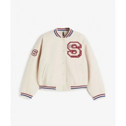 Motif-Detail Signature Varsity Wool Jacket