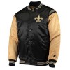 New Orleans Saints Enforcer Black and Gold Satin Jacket New Orleans Saints Enforcer Black and Gold Satin Jacket