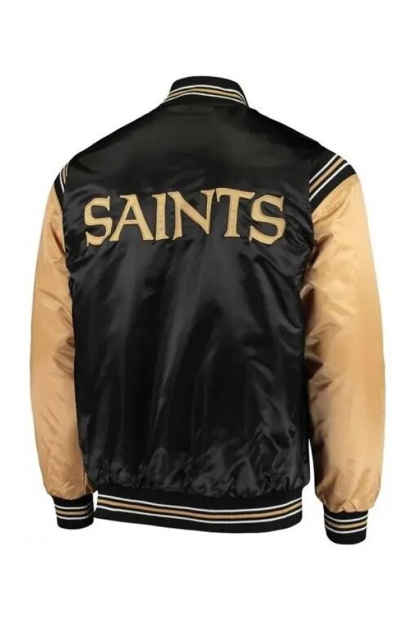 New Orleans Saints Enforcer Black and Gold Satin Jacket