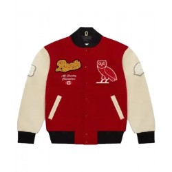 OVO Roots Red and Beige Varsity Jacket