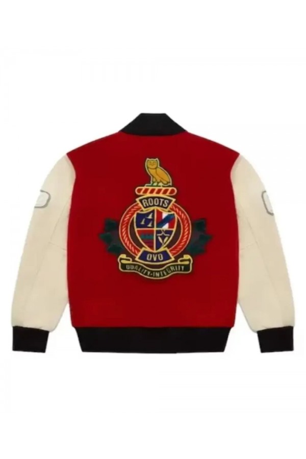 OVO Roots Red and Beige Varsity Jacket