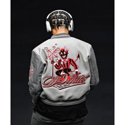 Off White Ac Milan Grey Bomber Varsity Jacket