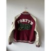 Rachel Adedeji The Almond And The Seahorse Maroon and White Varsity Jacket