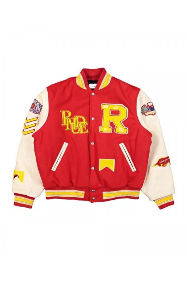 Rhude Bull Varsity Bomber Wool Jacket Rhude Bull Varsity Bomber Wool Jacket