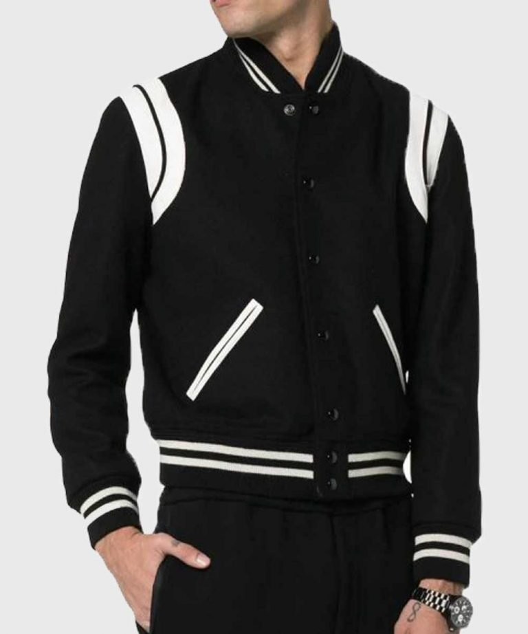 ★Saint Laurent★Wool Varsity Jacket Black★ Saint Laurent - Wool-blend varsity jacket Saint Laurent
