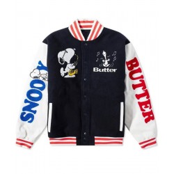 Snoopy Butter Letterman Varsity Wool Jacket