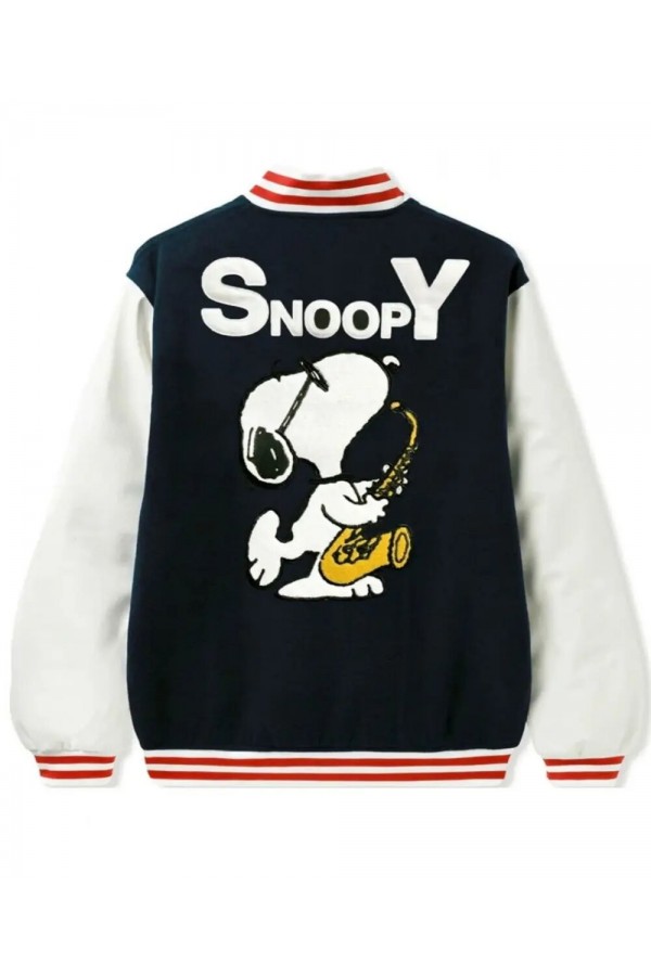 Snoopy Butter Letterman Varsity Wool Jacket