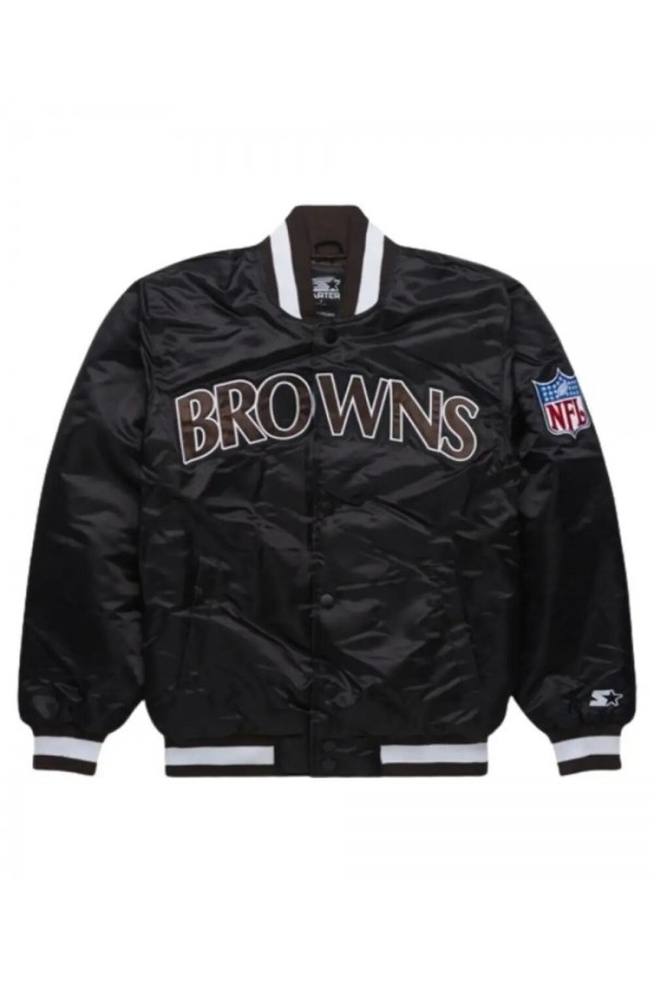 Starter Browns Blackout Bomber Varsity Jacket