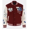 True Religion Maroon And White Varsity Jacket