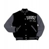 Trust No One Black Bomber Varsity Jacket