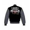 Trust No One Black Bomber Varsity Jacket