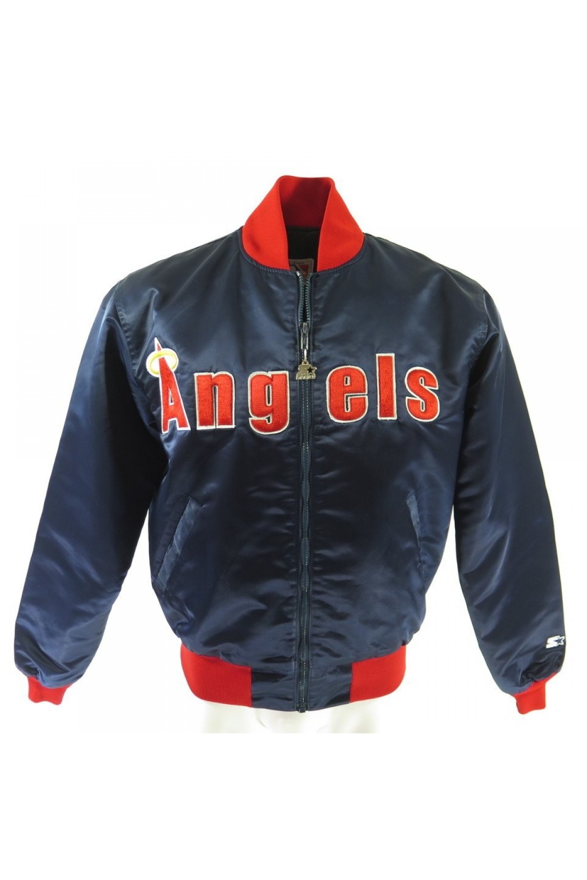 Vintage 80s Anaheim Angels Starter Jacket | Blue Satin Baseball Style