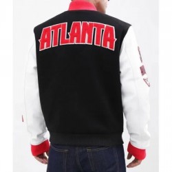 Atlanta Hawks Black and White Letterman Wool Jacket Atlanta Hawks Black and White Letterman Wool Jacket