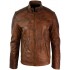 Biker Cafe Racer Brown Distressed Leather Jacket