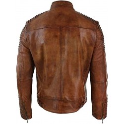 Biker Cafe Racer Brown Distressed Leather Jacket Biker Cafe Racer Brown Distressed Leather Jacket