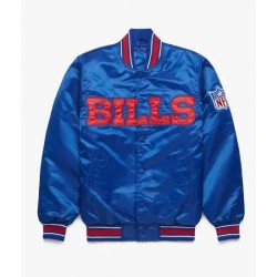 Bills Gameday Bomber Satin Blue Jacket