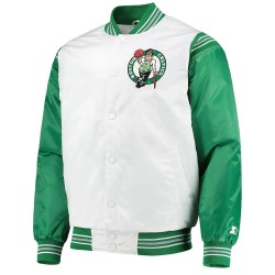Boston Celtics White and Green Varsity Satin Jacket