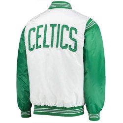 Boston Celtics White and Green Varsity Satin Jacket