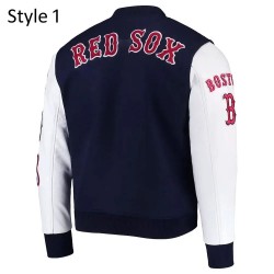 Boston Red Sox Blue and White Wool Jacket