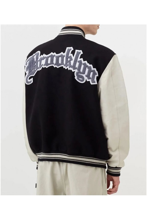 Brooklyn Nets 12 Letterman Black and White Wool Jacket Brooklyn Nets 12 Letterman Black and White Wool Jacket