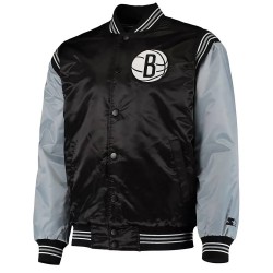 Brooklyn Nets The Enforcer Black and Gray Satin Jacket
