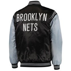 Brooklyn Nets The Enforcer Black and Gray Satin Jacket