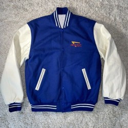Burger In N Out Blue and White Letterman Wool Jacket