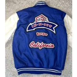 Burger In N Out Blue and White Letterman Wool Jacket