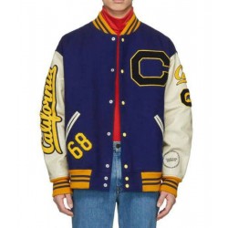 Calvin Klein NYC California Blue and White Letterman Jacket