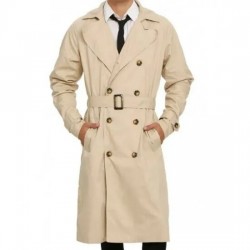 Castiel Supernatural Soft Beige Cotton Trench Coat