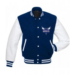 Charlotte Hornets NBA Blue and White Wool Jacket