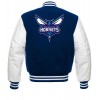 Charlotte Hornets NBA Blue and White Wool Jacket Charlotte Hornets NBA Blue and White Wool Jacket