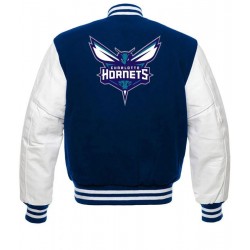 Charlotte Hornets NBA Blue and White Wool Jacket