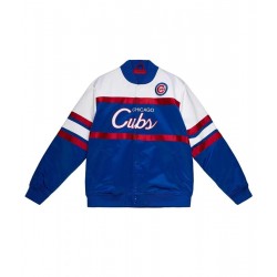 Chicago Cubs Heavyweight Blue and White Satin Jacket