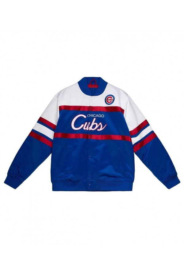 Chicago Cubs Heavyweight Blue and White Satin Jacket Chicago Cubs Heavyweight Blue and White Satin Jacket