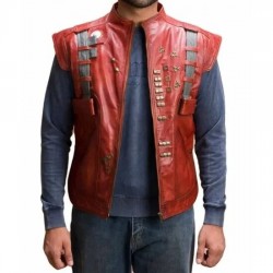 Chris Pratt Guardians Of The Galaxy Red Leather Vest