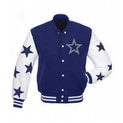 Dallas Cowboys Stars Blue and White Varsity Jacket