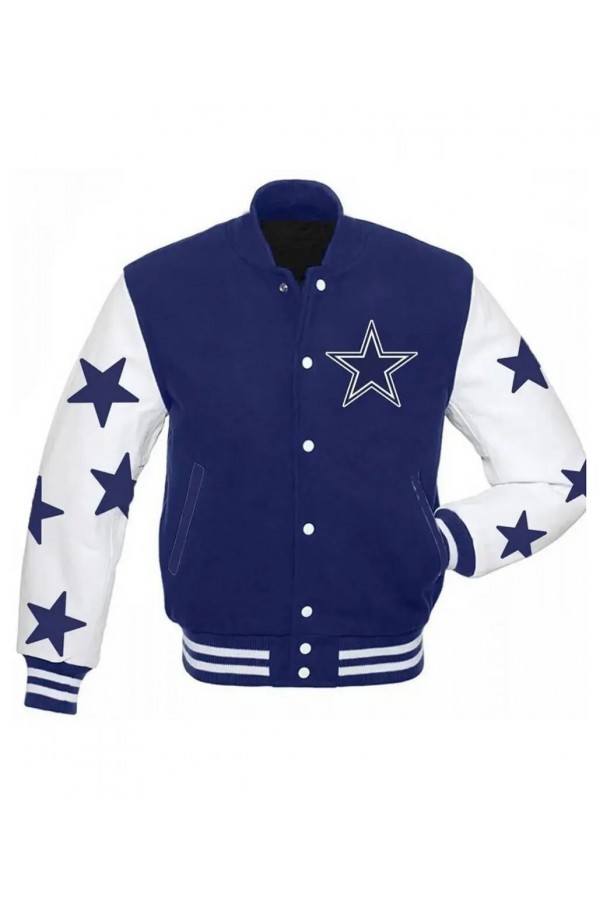 Dallas Cowboys Stars Blue and White Varsity Jacket Dallas Cowboys Stars Blue and White Varsity Jacket